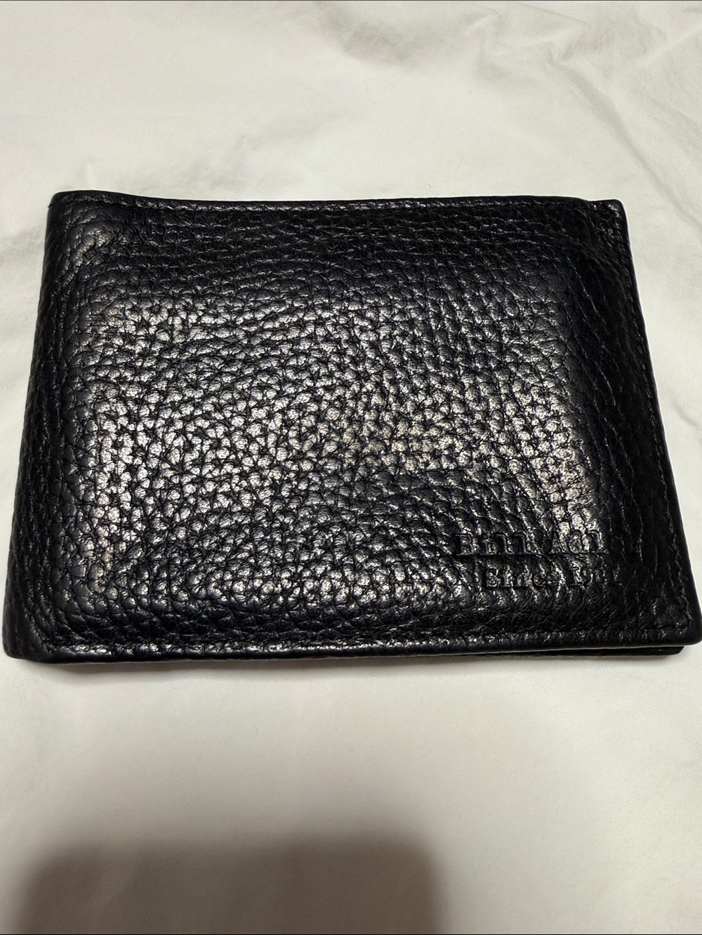 Black Pebbled Leather Bi-Fold Wallet - Unbranded